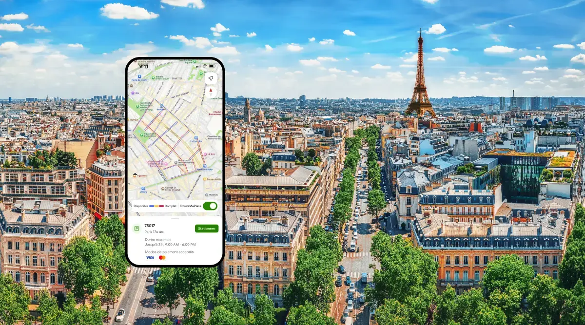 L'IA vous aide à trouver une place dans le 17e arrondissement - Source PayByPhone L'IA vous aide à trouver une place de parking - Source PayByPhone